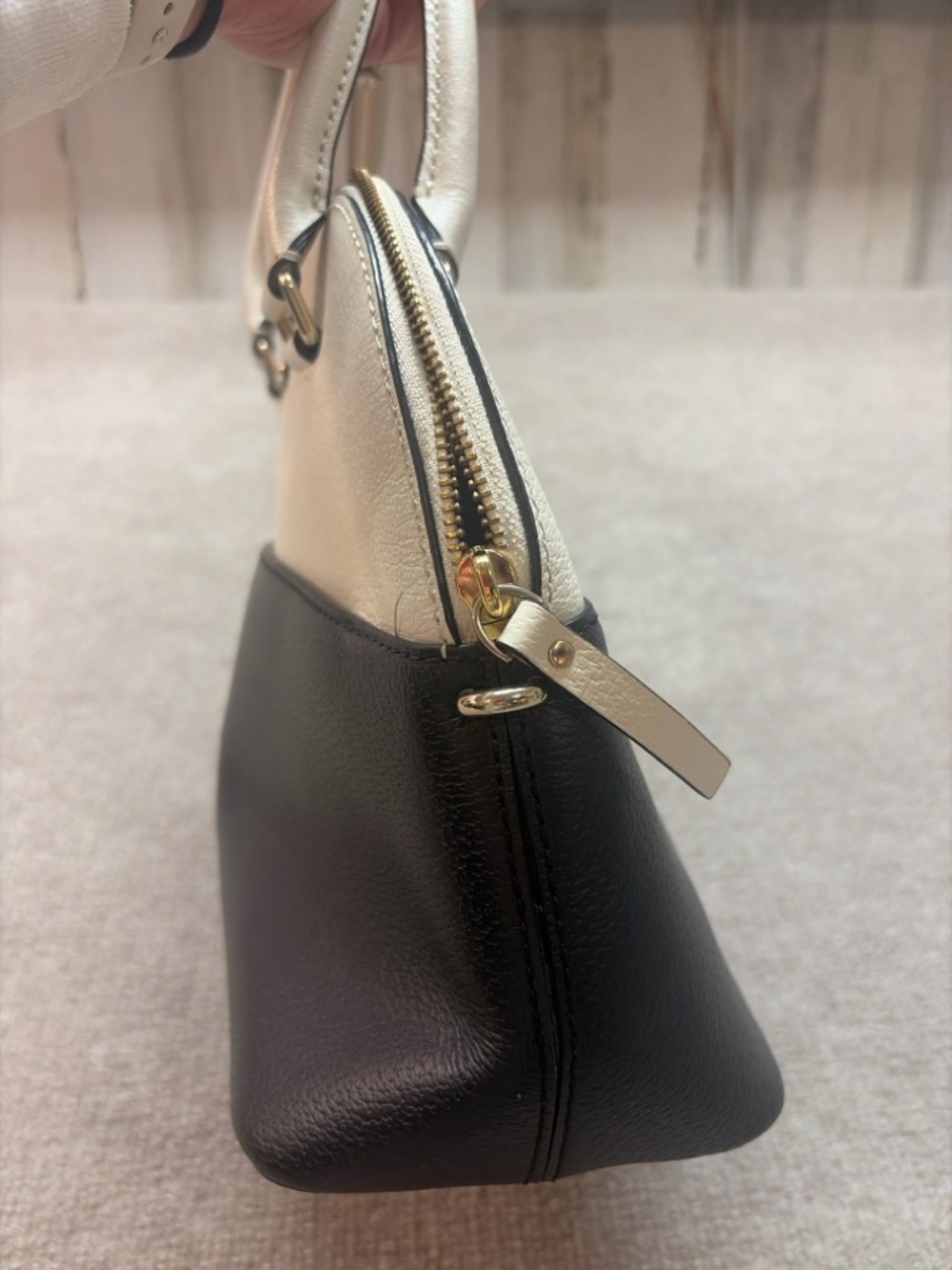 Kate Spade Two-Tone Cream and Black Dome Satchel - Picture 4 of 6